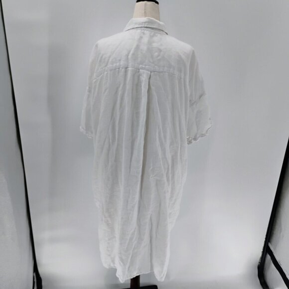 J.Crew White button down shirt dress 100% linen plus size oversized with pockets - Picture 12 of 15